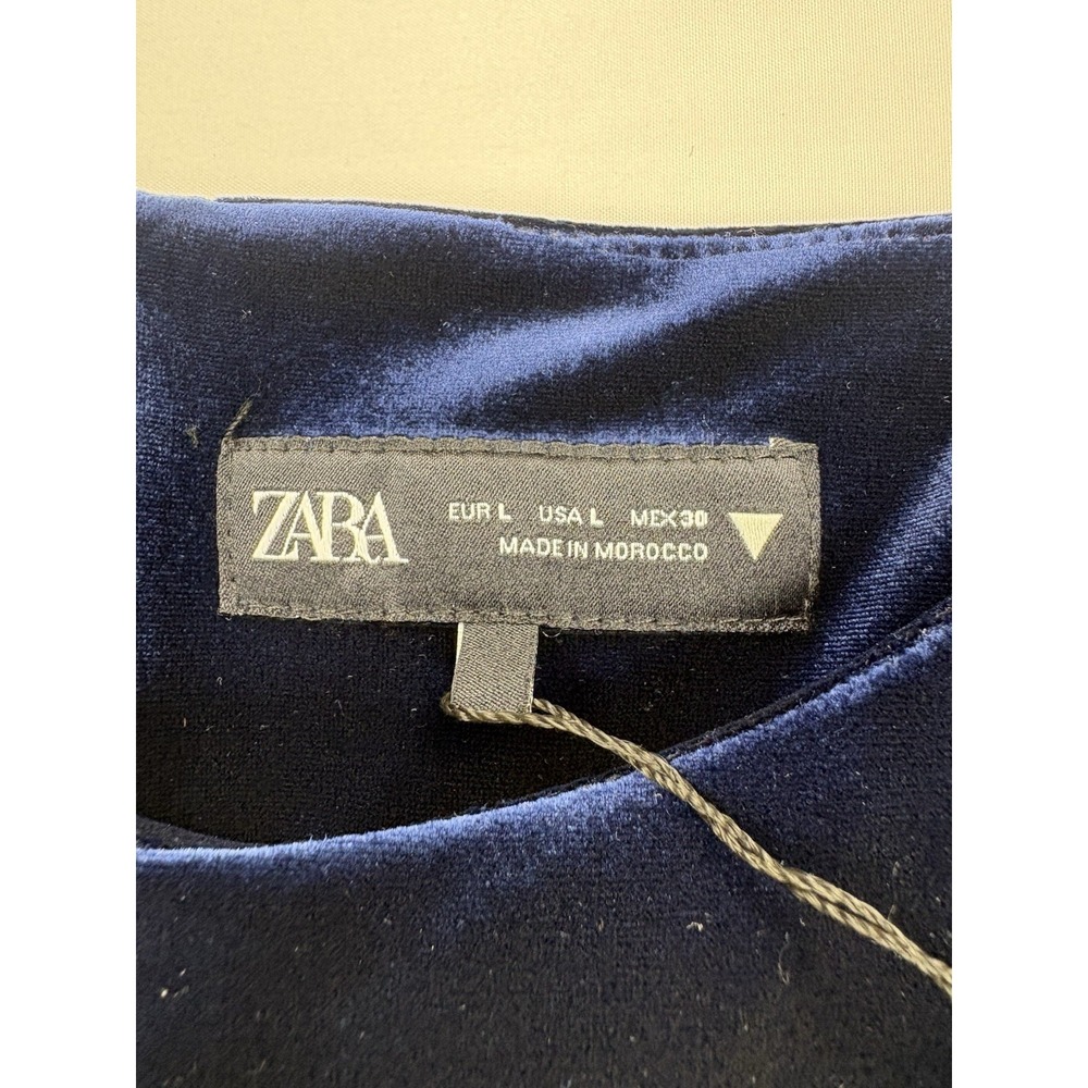NWT ZARA Blue Velvet Mini Dress. Women's Size Large Homecoming Wedding - Picture 7 of 16